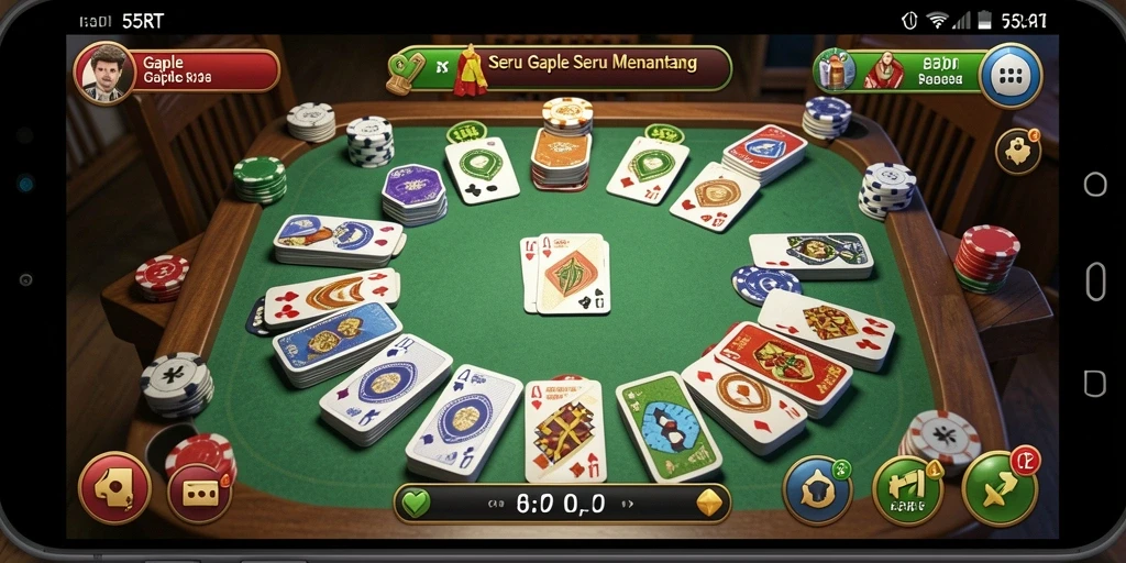 Screenshot gameplay 55RT menampilkan aksi seru permainan Gaple.