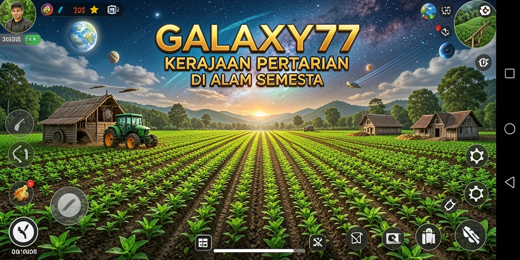 Tangkapan layar gameplay GALAXY77 yang menunjukkan aktivitas pertanian yang seru.