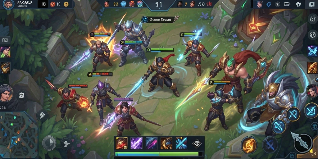 Tampilan seru dari gameplay PAKARJP dalam pertarungan MOBA.