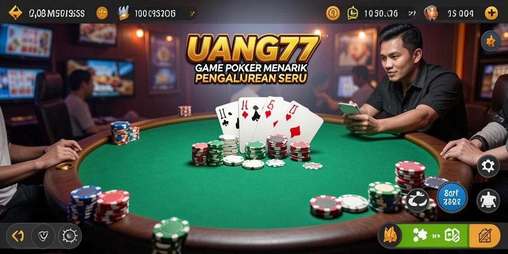 Tampilan gameplay seru di UANG77 dengan banyak pemain Poker.
